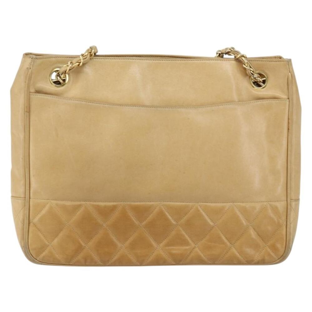 Chanel Lambskin Chain Shoulder Bag Beige